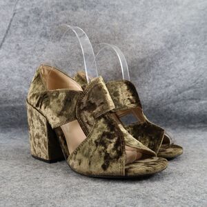 Cabi Shoes Womens 7 Dress Sandal Crushed Velvet Block Heel Mule Green Fashion